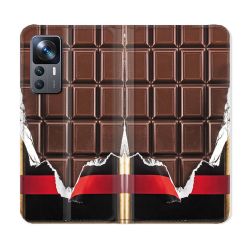 Housse Cuir Portefeuille Pour Xiaomi 12T Texture Trompe Oeil Chocolat