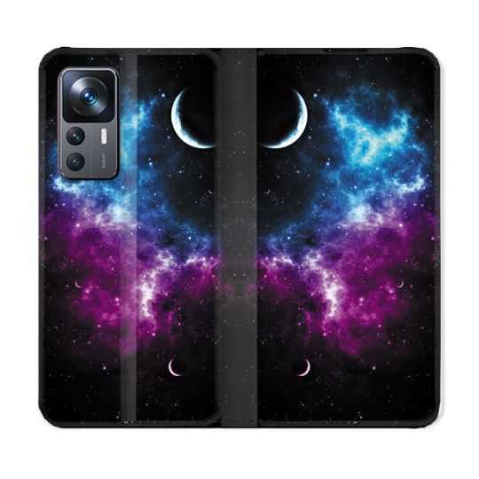 Housse Cuir Portefeuille Pour Xiaomi 12T Univers Bleu Violet