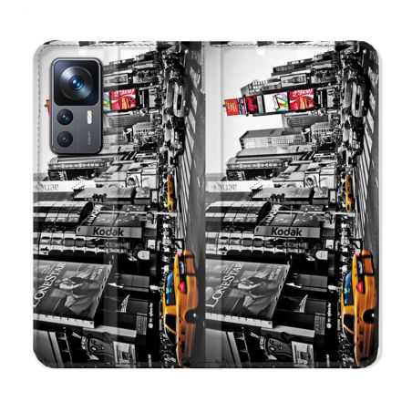Housse Cuir Portefeuille Pour Xiaomi 12T Voyage Amerique USA New York Taxi