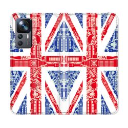 Housse Cuir Portefeuille Pour Xiaomi 12T Voyage Angleterre Blanc