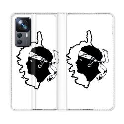 Housse Cuir Portefeuille Pour Xiaomi 12T Voyage Corse Blanc