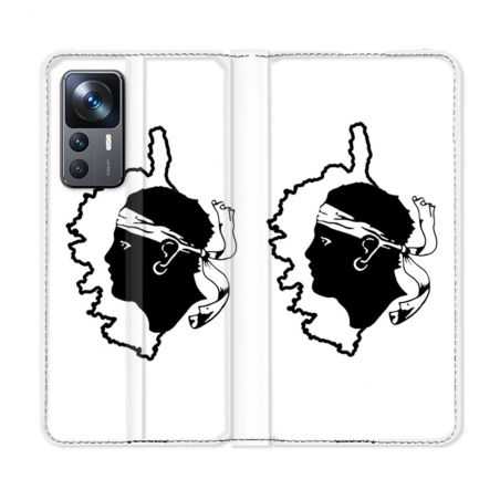 Housse Cuir Portefeuille Pour Xiaomi 12T Voyage Corse Blanc
