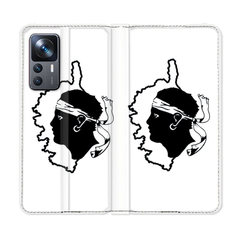 Housse Cuir Portefeuille Pour Xiaomi 12T Voyage Corse Blanc