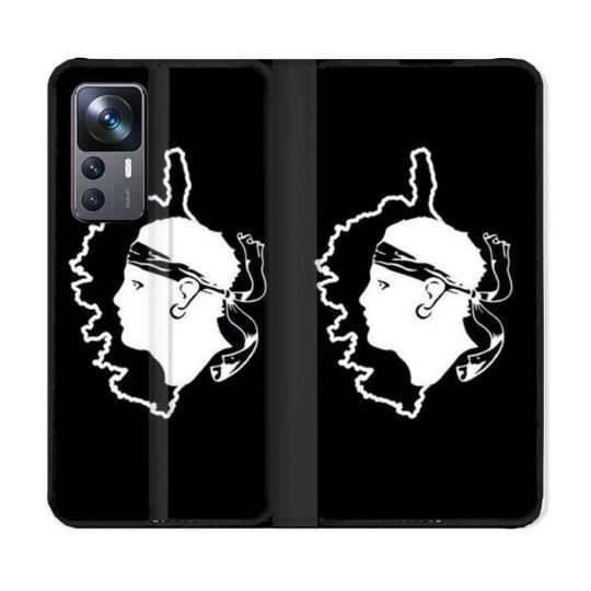 Housse Cuir Portefeuille Pour Xiaomi 12T Voyage Corse Noir