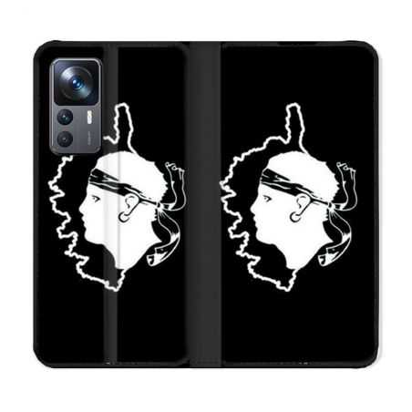 Housse Cuir Portefeuille Pour Xiaomi 12T Voyage Corse Noir