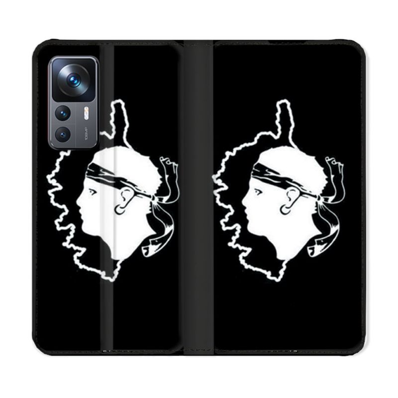 Housse Cuir Portefeuille Pour Xiaomi 12T Voyage Corse Noir