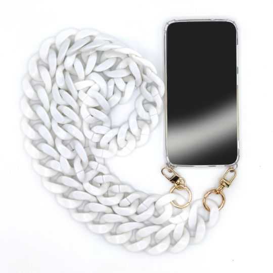 Coque Renforcée En Verre Trempé Transparente Pour Xiaomi 12 Lite avec Lanière / Bandoulière / Cordon Anneaux Blanc