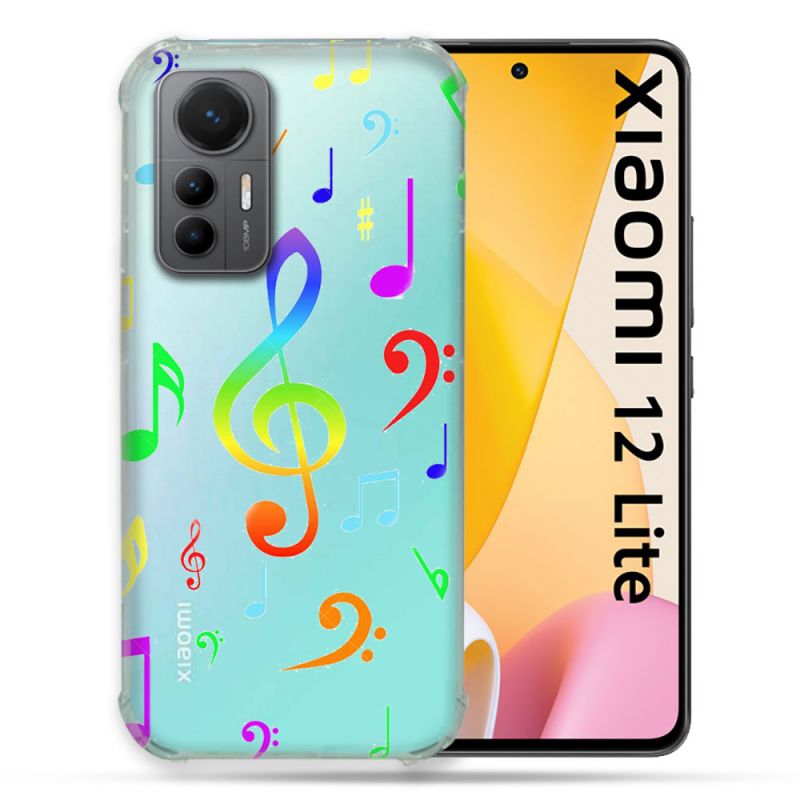 Coque Renforcée En Verre Trempé Transparente Pour Xiaomi 12 Lite Note Musique Colore
