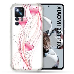 Coque Renforcée Pour Xiaomi 12T Pro Amour Coeur Rose Montant sur Blanc
