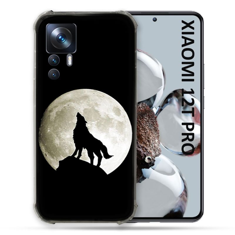 Coque Renforcée Pour Xiaomi 12T Pro Animal Loup Noir