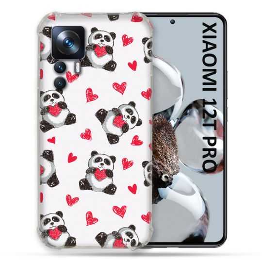 Coque Renforcée Pour Xiaomi 12T Pro Animal Panda Cœur