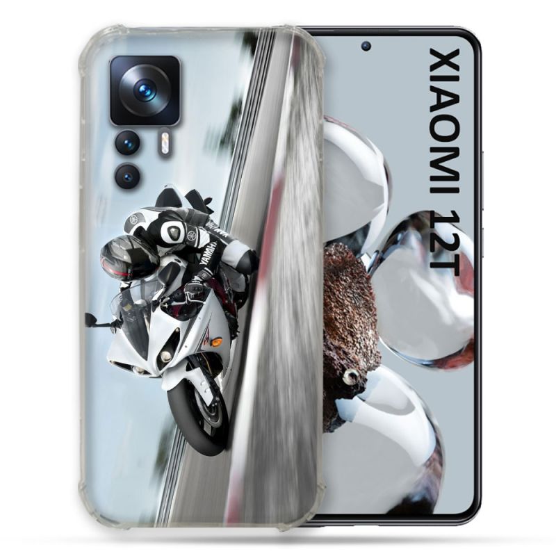 Coque Renforcée Pour Xiaomi 12T Pro Moto Course GP Blanche