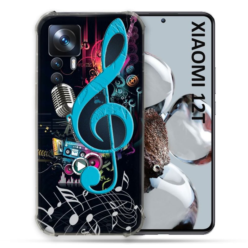 Coque Renforcée Pour Xiaomi 12T Pro Musique Cle Sol Bleu