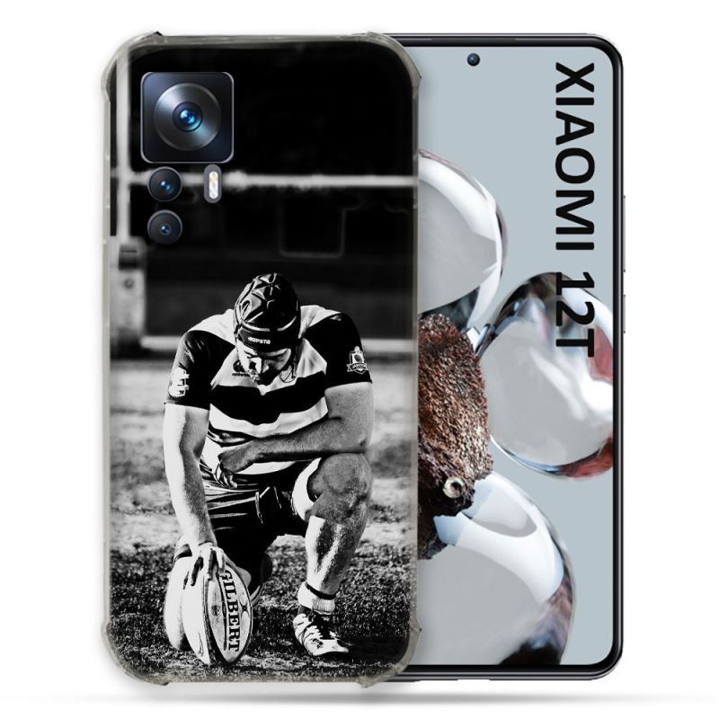 Coque Renforcée Pour Xiaomi 12T Pro Sport Rugby Noir Blanc