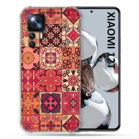 Coque Renforcée Pour Xiaomi 12T Pro Texture Carreau Ciment Rouge