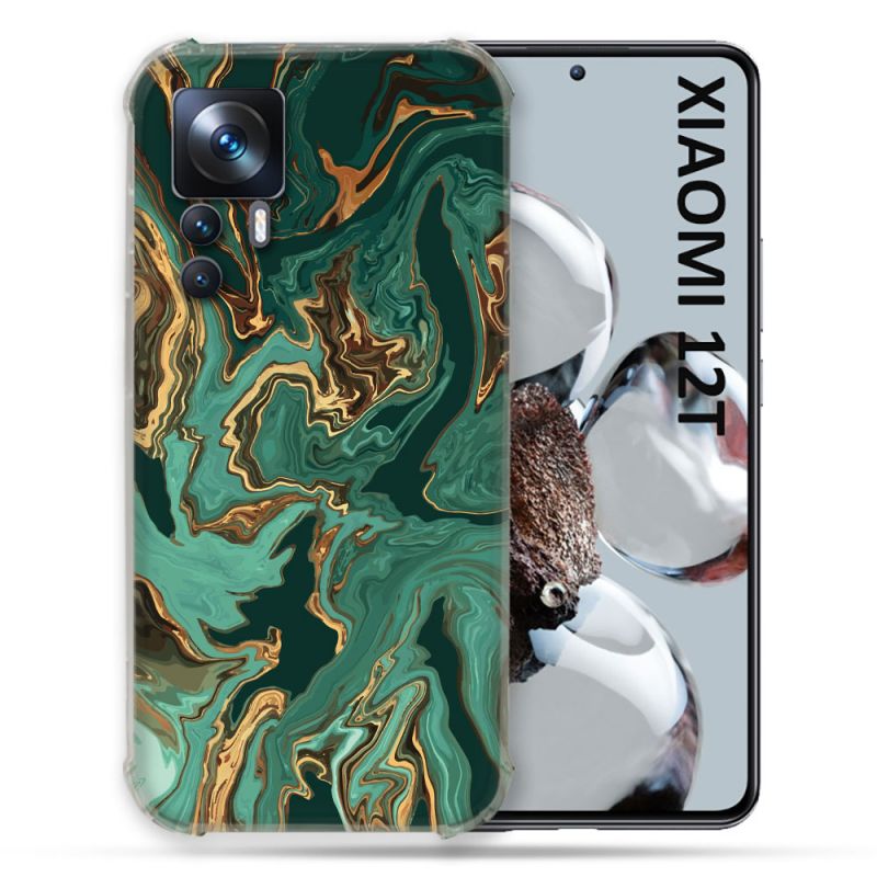 Coque Renforcée Pour Xiaomi 12T Pro Texture Marbre Vert