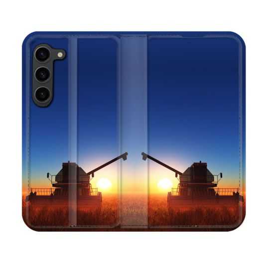 Housse Cuir Portefeuille Pour Samsung Galaxy S23 Agriculture Moissonneuse Soleil
