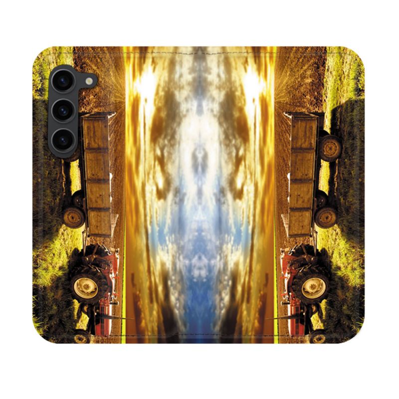 Housse Cuir Portefeuille Pour Samsung Galaxy S23 Agriculture Tracteur Color