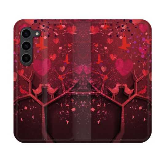 Housse Cuir Portefeuille Pour Samsung Galaxy S23 Amour Arbre