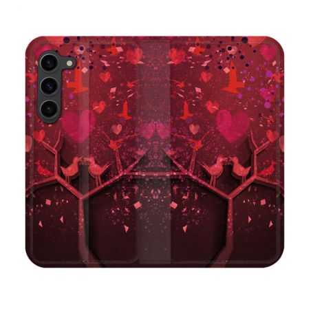 Housse Cuir Portefeuille Pour Samsung Galaxy S23 Amour Arbre