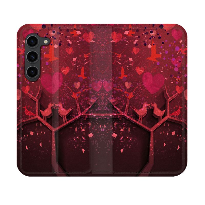Housse Cuir Portefeuille Pour Samsung Galaxy S23 Amour Arbre