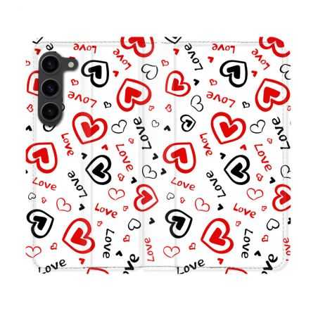 Housse Cuir Portefeuille Pour Samsung Galaxy S23 Amour Love