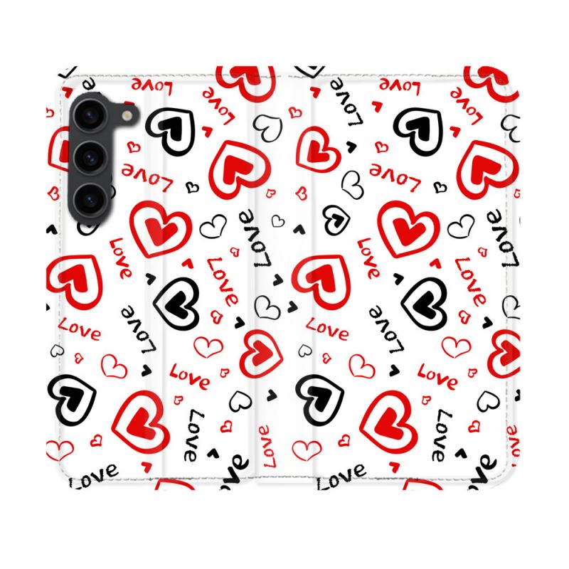 Housse Cuir Portefeuille Pour Samsung Galaxy S23 Amour Love