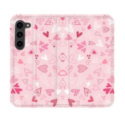 Housse Cuir Portefeuille Pour Samsung Galaxy S23 Amour Ptis Coeurs
