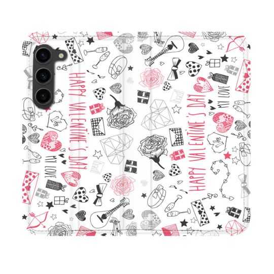 Housse Cuir Portefeuille Pour Samsung Galaxy S23 Amour Valentines