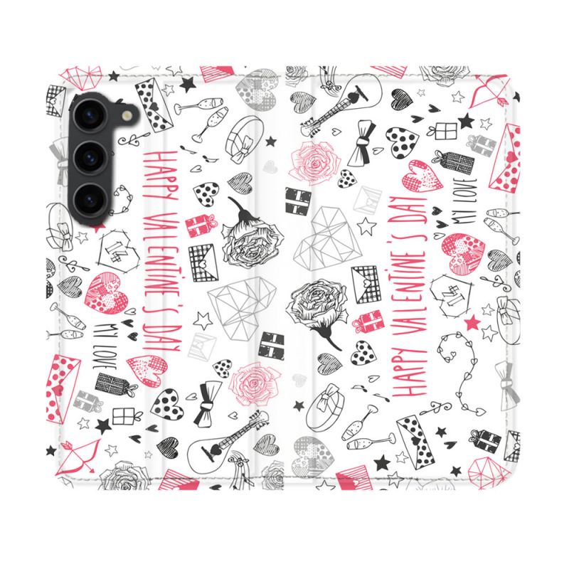 Housse Cuir Portefeuille Pour Samsung Galaxy S23 Amour Valentines