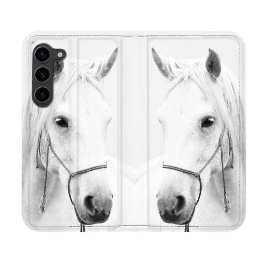 Housse Cuir Portefeuille Pour Samsung Galaxy S23 Animal Cheval Cristal