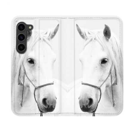 Housse Cuir Portefeuille Pour Samsung Galaxy S23 Animal Cheval Cristal