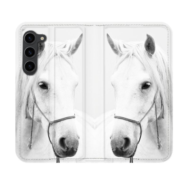 Housse Cuir Portefeuille Pour Samsung Galaxy S23 Animal Cheval Cristal