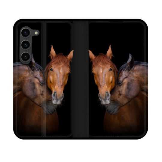 Housse Cuir Portefeuille Pour Samsung Galaxy S23 Animal Cheval Marron