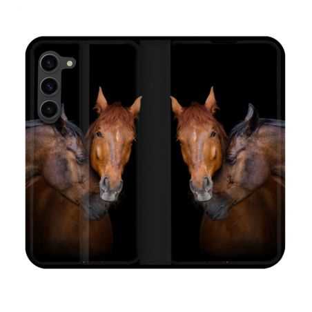 Housse Cuir Portefeuille Pour Samsung Galaxy S23 Animal Cheval Marron