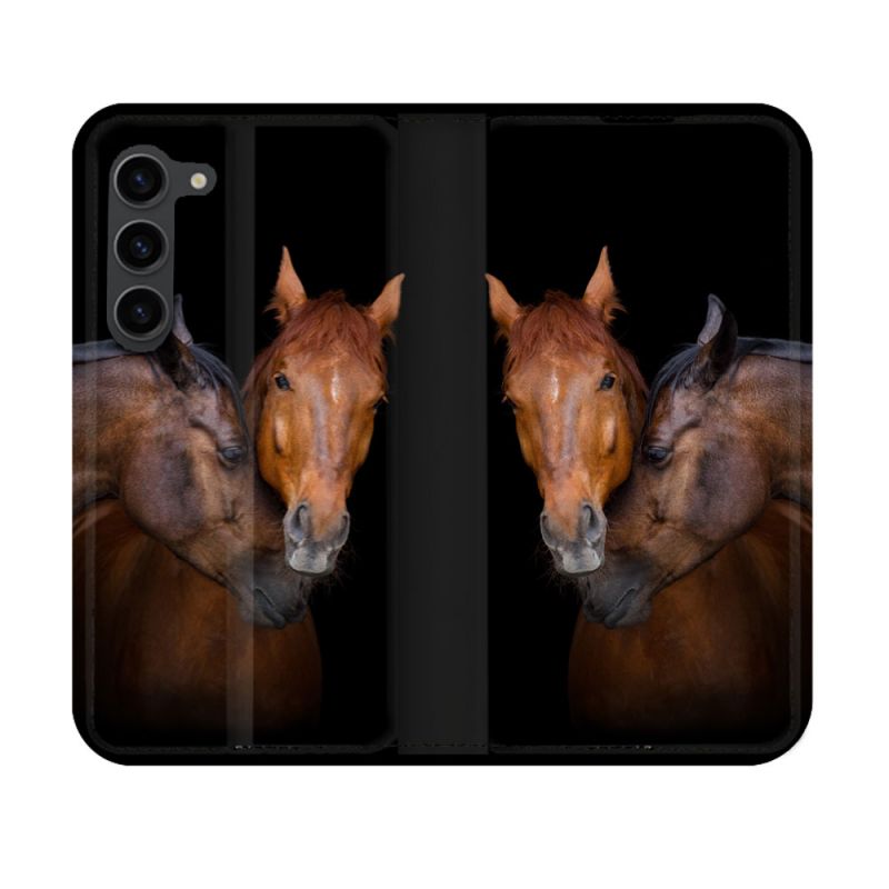 Housse Cuir Portefeuille Pour Samsung Galaxy S23 Animal Cheval Marron