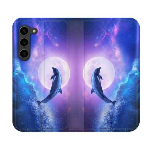 Housse Cuir Portefeuille Pour Samsung Galaxy S23 Animal Dauphin Vague