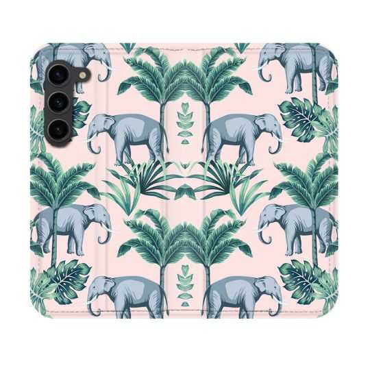 Housse Cuir Portefeuille Pour Samsung Galaxy S23 Animal Elephant Pattern