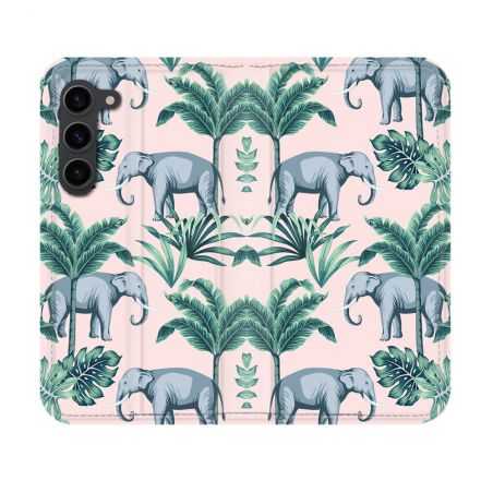 Housse Cuir Portefeuille Pour Samsung Galaxy S23 Animal Elephant Pattern