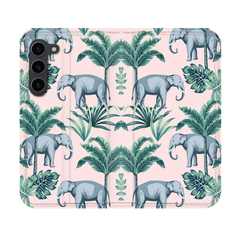 Housse Cuir Portefeuille Pour Samsung Galaxy S23 Animal Elephant Pattern