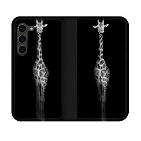 Housse Cuir Portefeuille Pour Samsung Galaxy S23 Animal Girafe Noire