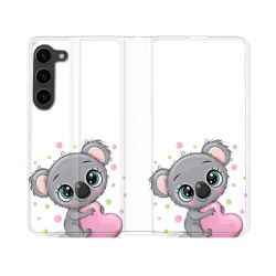 Housse Cuir Portefeuille Pour Samsung Galaxy S23 Animal Koala Cœur