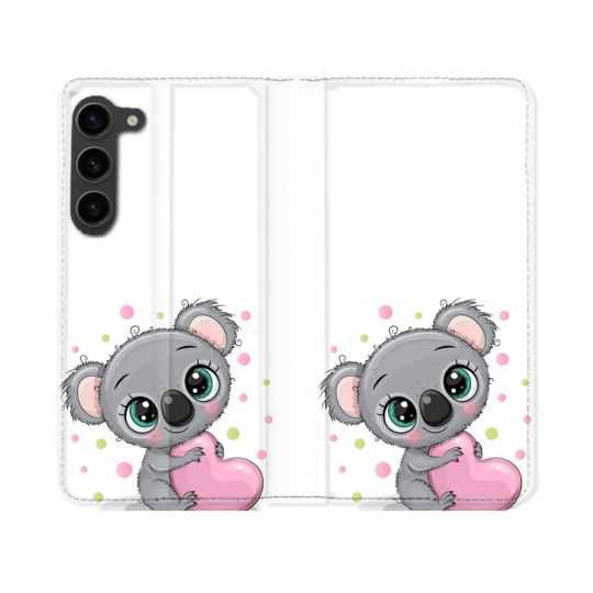 Housse Cuir Portefeuille Pour Samsung Galaxy S23 Animal Koala Cœur