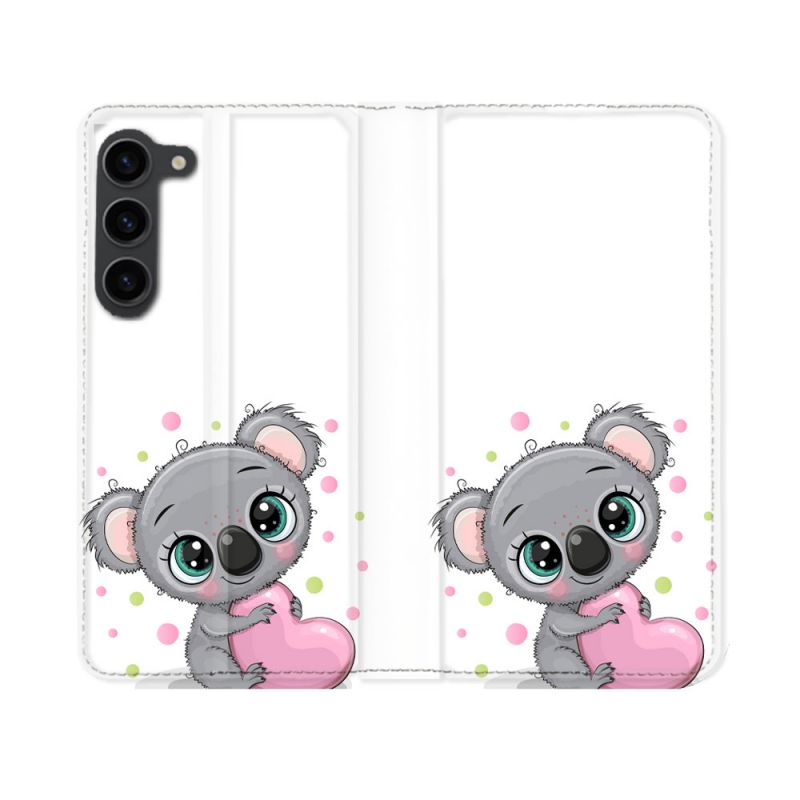 Housse Cuir Portefeuille Pour Samsung Galaxy S23 Animal Koala Cœur
