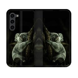 Housse Cuir Portefeuille Pour Samsung Galaxy S23 Animal Koala Noir