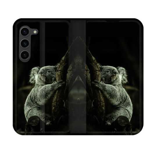 Housse Cuir Portefeuille Pour Samsung Galaxy S23 Animal Koala Noir