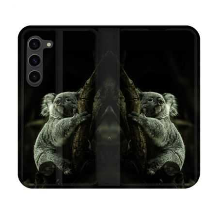 Housse Cuir Portefeuille Pour Samsung Galaxy S23 Animal Koala Noir