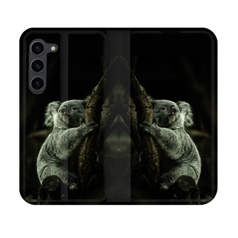 Housse Cuir Portefeuille Pour Samsung Galaxy S23 Animal Koala Noir