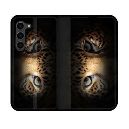 Housse Cuir Portefeuille Pour Samsung Galaxy S23 Animal Leopard Yeux