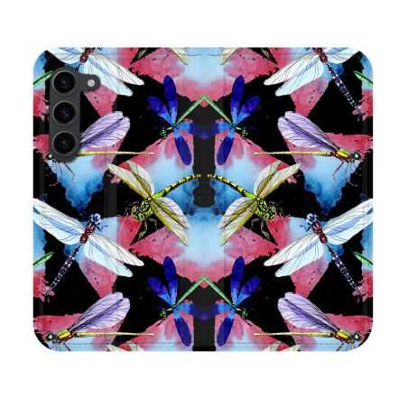 Housse Cuir Portefeuille Pour Samsung Galaxy S23 Animal Libellule